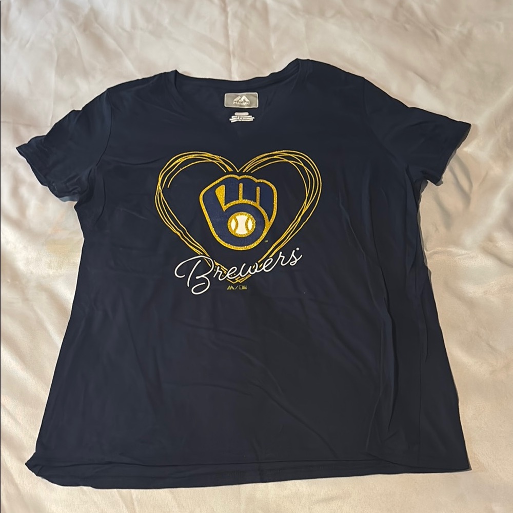 Majestic Navy Blue Brewers Short Sleeve Tee